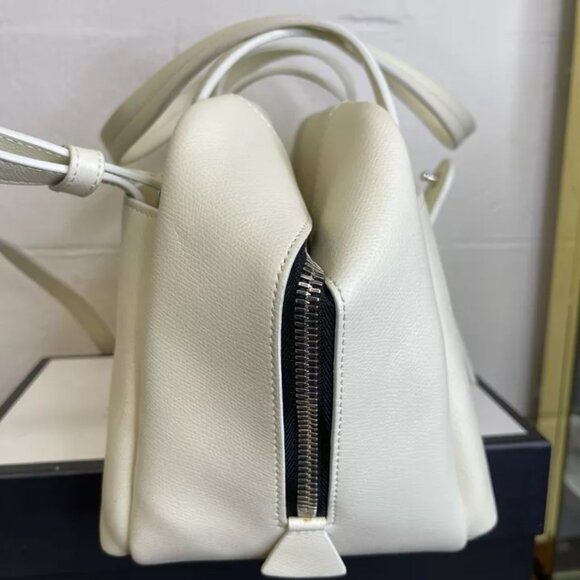 Senreve Doctor Bag Satchel Handbag Shoulder Bag Zip Sand Genuine Italian Leather - Picture 2 of 16